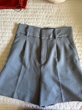 Zara Light Gray High-Waist Tailored Shorts
